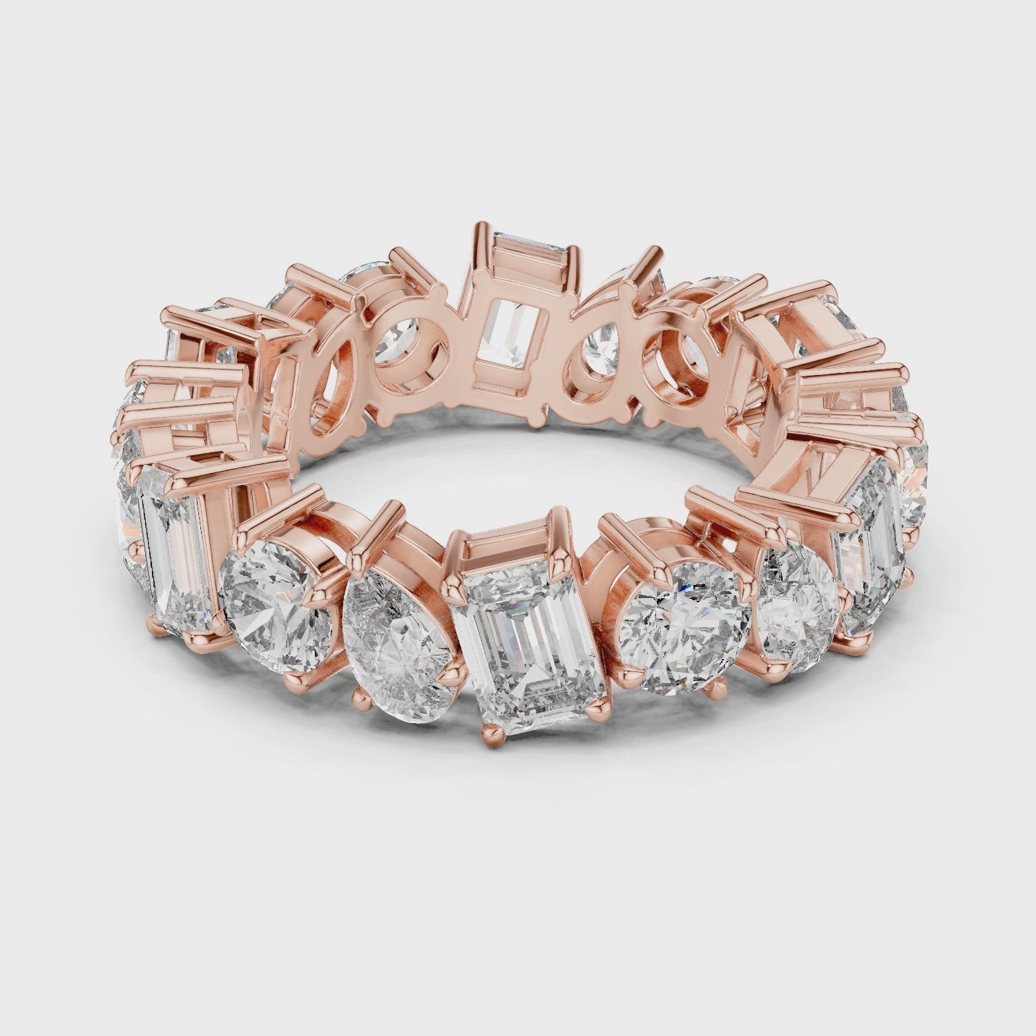 Emerald, Pear & Round Cut Brilliant Moissanite VVS1 Eternity Band