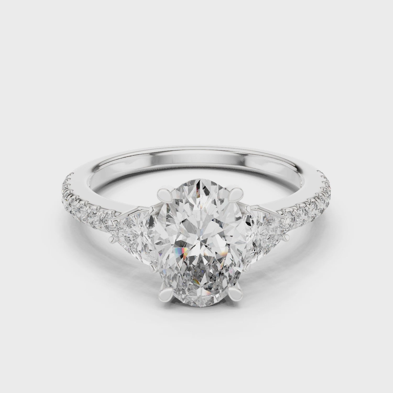 Oval Cut Brilliant Moissanite VVS1 Eternity Engagement Ring