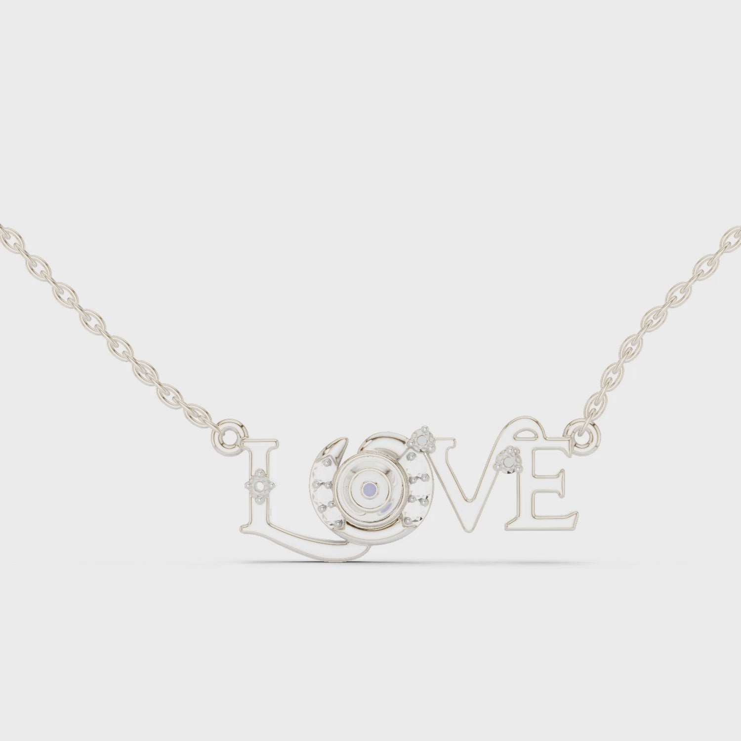 Round Eternal Love Moissanite Pendant in White Gold