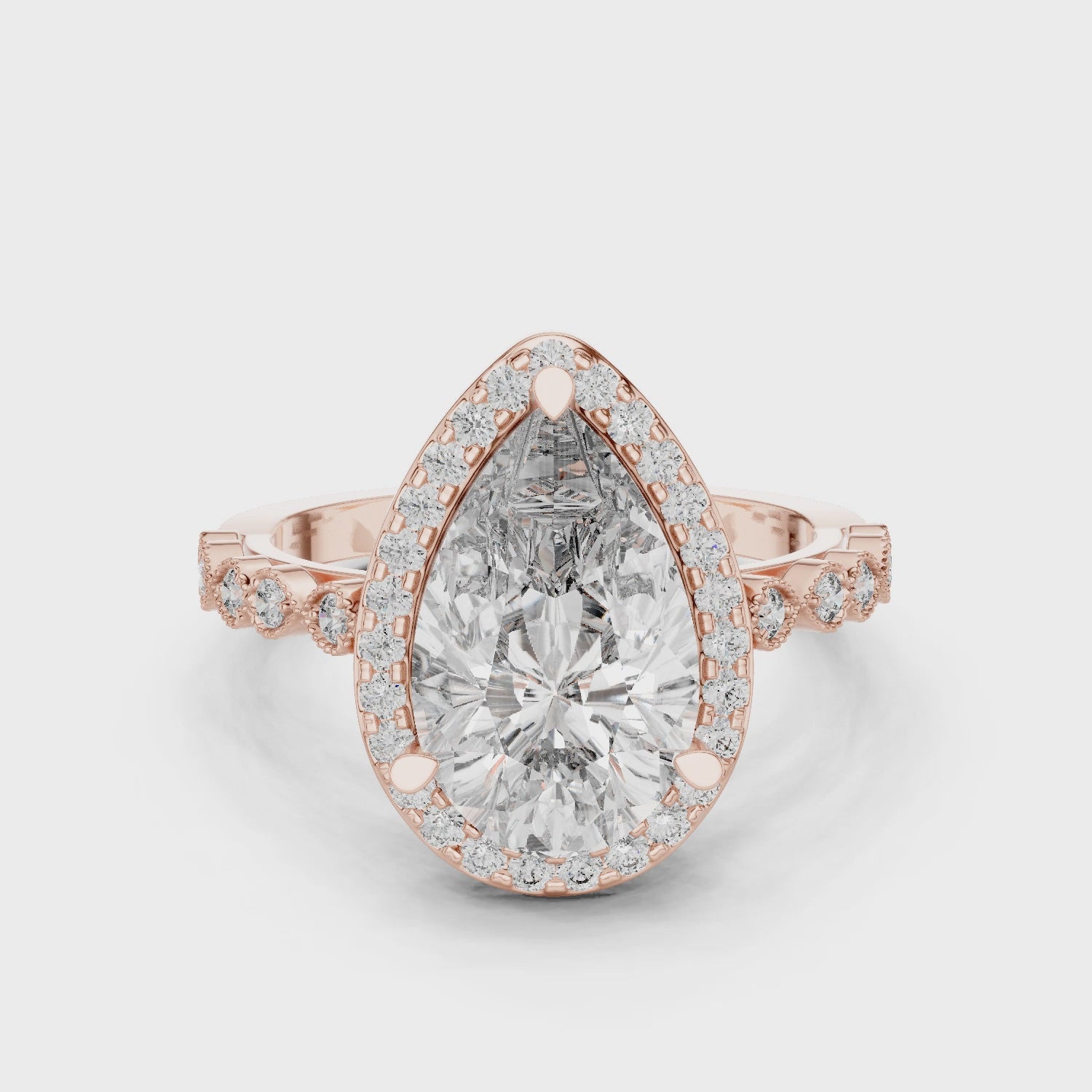 Pear Cut Brilliant Moissanite VVS1 Eternity Engagement Ring