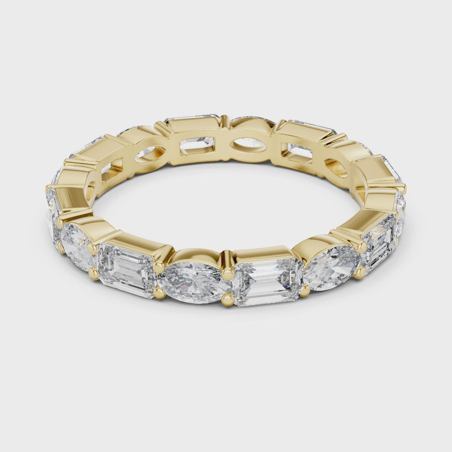 Oval & Emerald Moissanite VVS1 Eternity Wedding Band