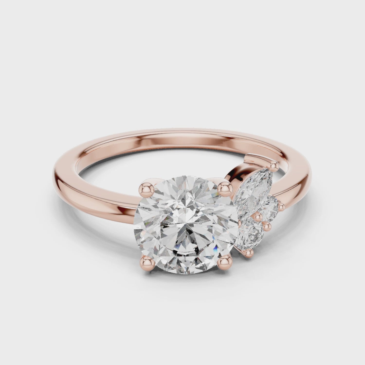 Round And Marquise Cut Brilliant Moissanite VVS1 Eternity Engagement Ring