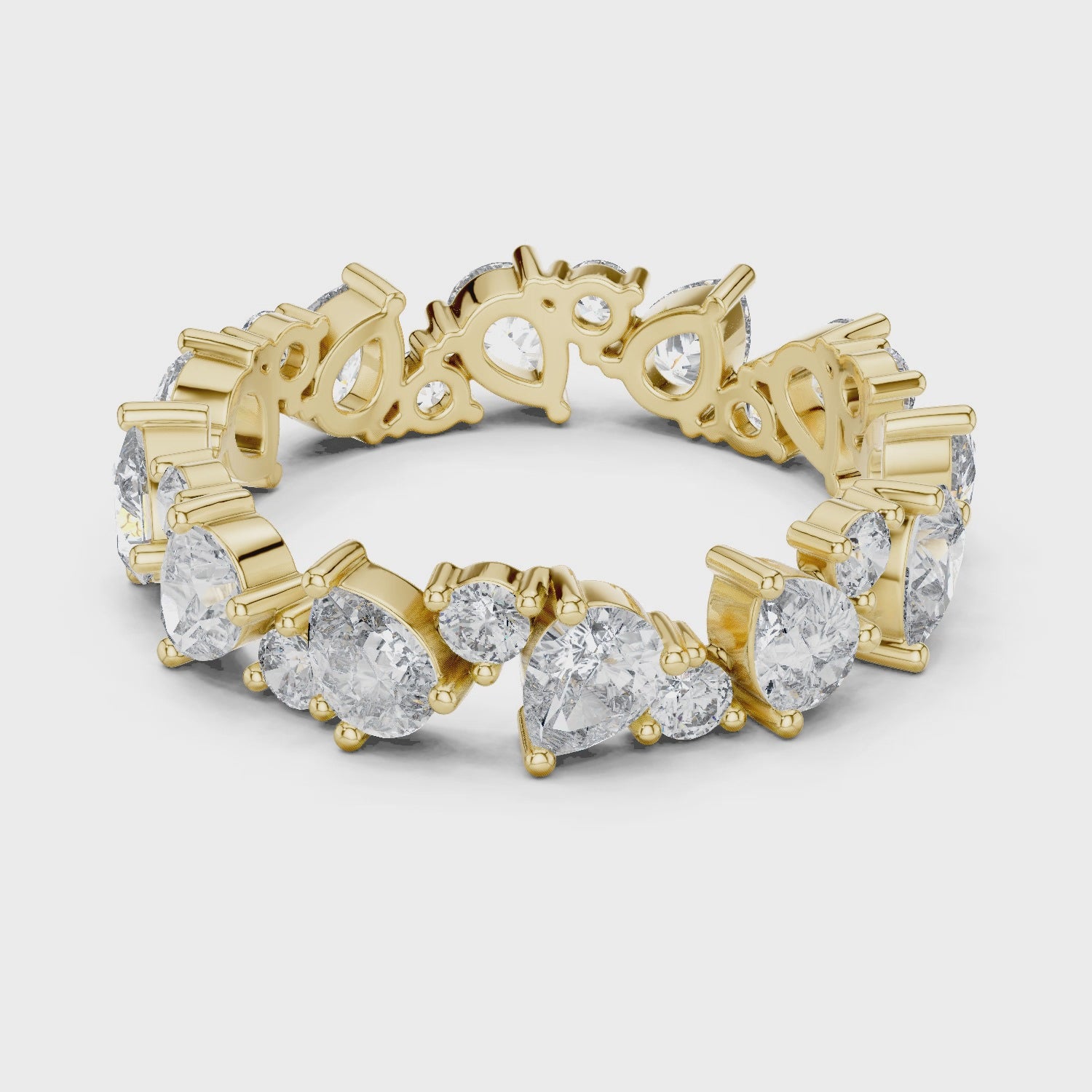 Pear Cut & Round Brilliant Moissanite VVS1 Eternity Band