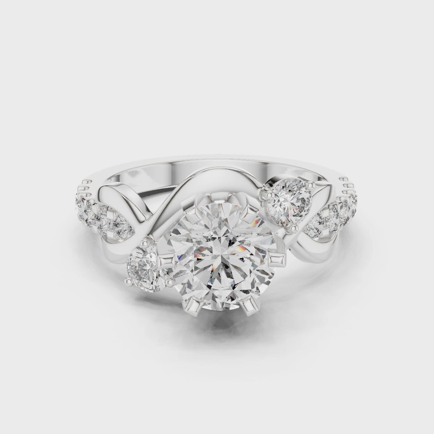 Round Cut Brilliant Moissanite VVS1 Eternity Engagement Ring