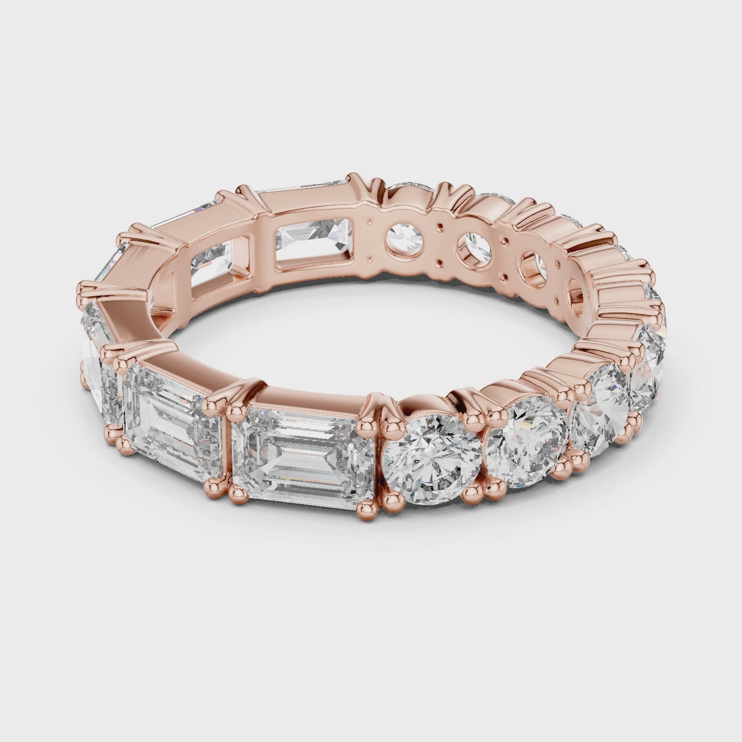 Emerald Cut & Round Brilliant Moissanite VVS1 Eternity Band