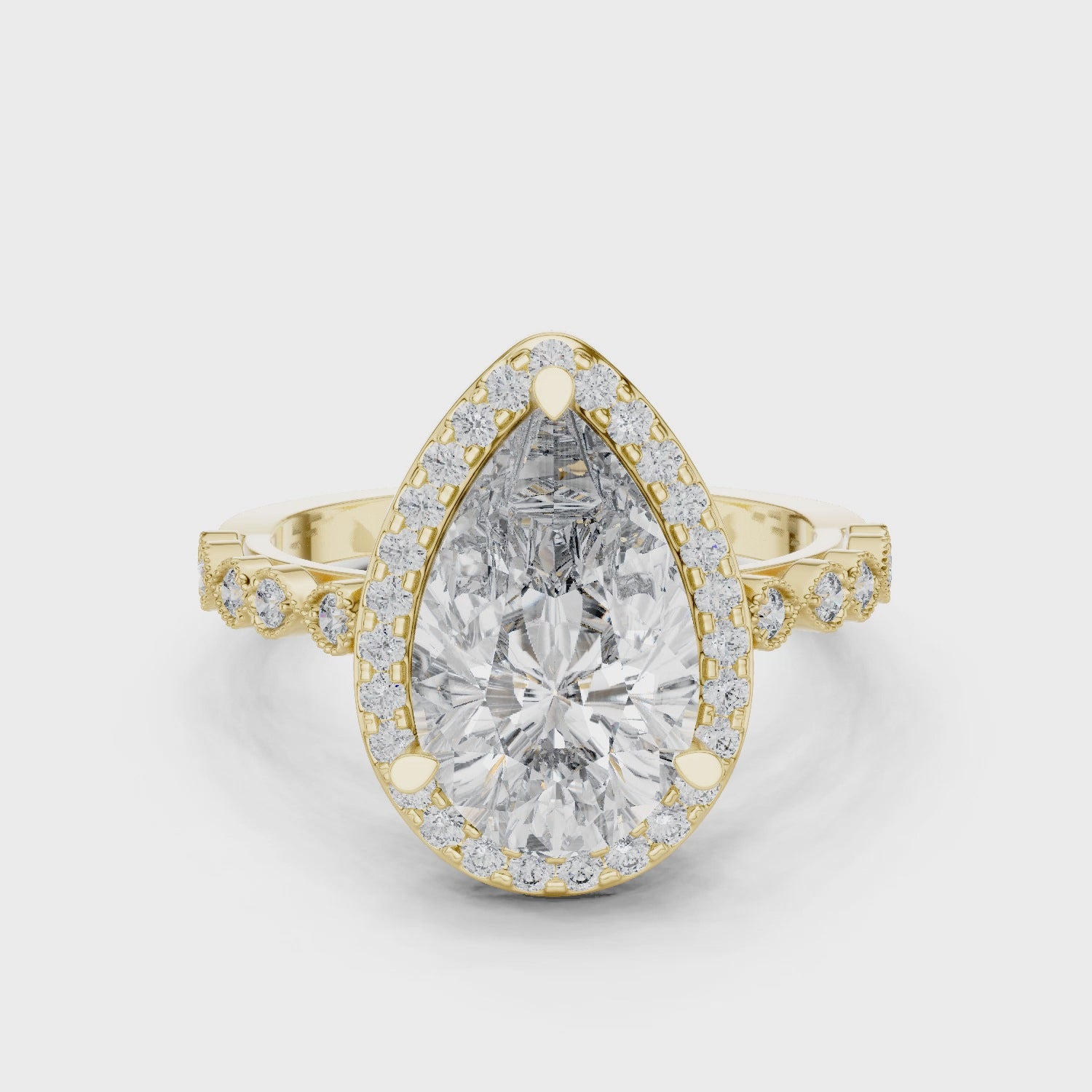 Pear Cut Brilliant Moissanite VVS1 Eternity Engagement Ring