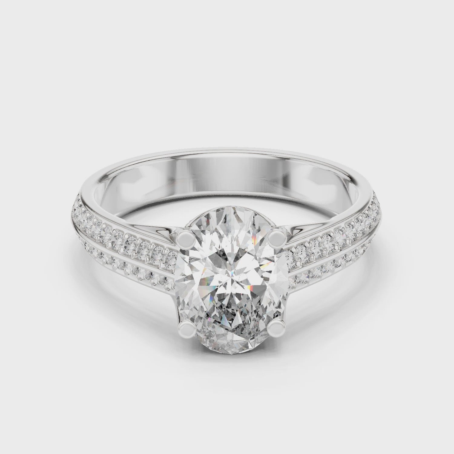 Oval Cut Brilliant Moissanite VVS1 Eternity Engagement Ring