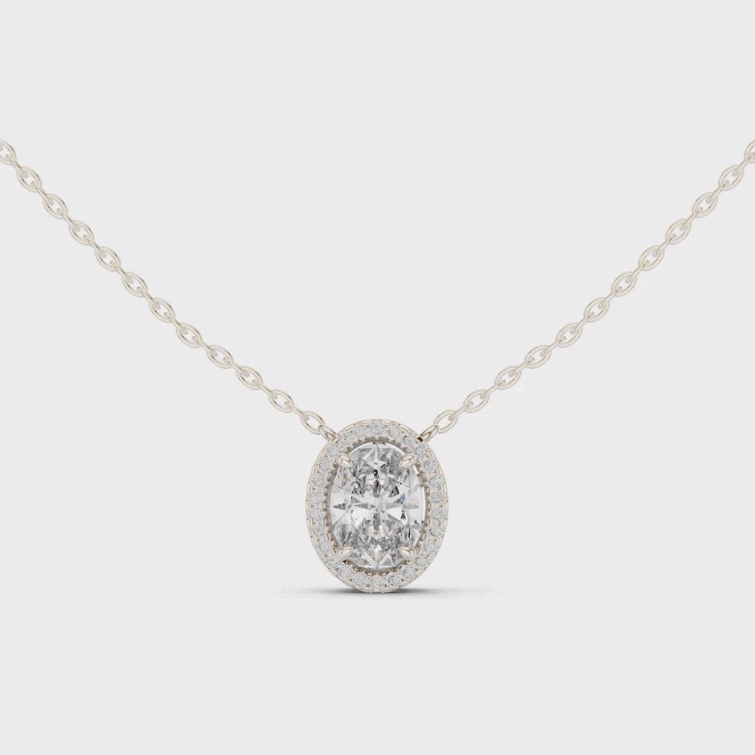 Oval Halo Moissanite Pendant in Rose Gold