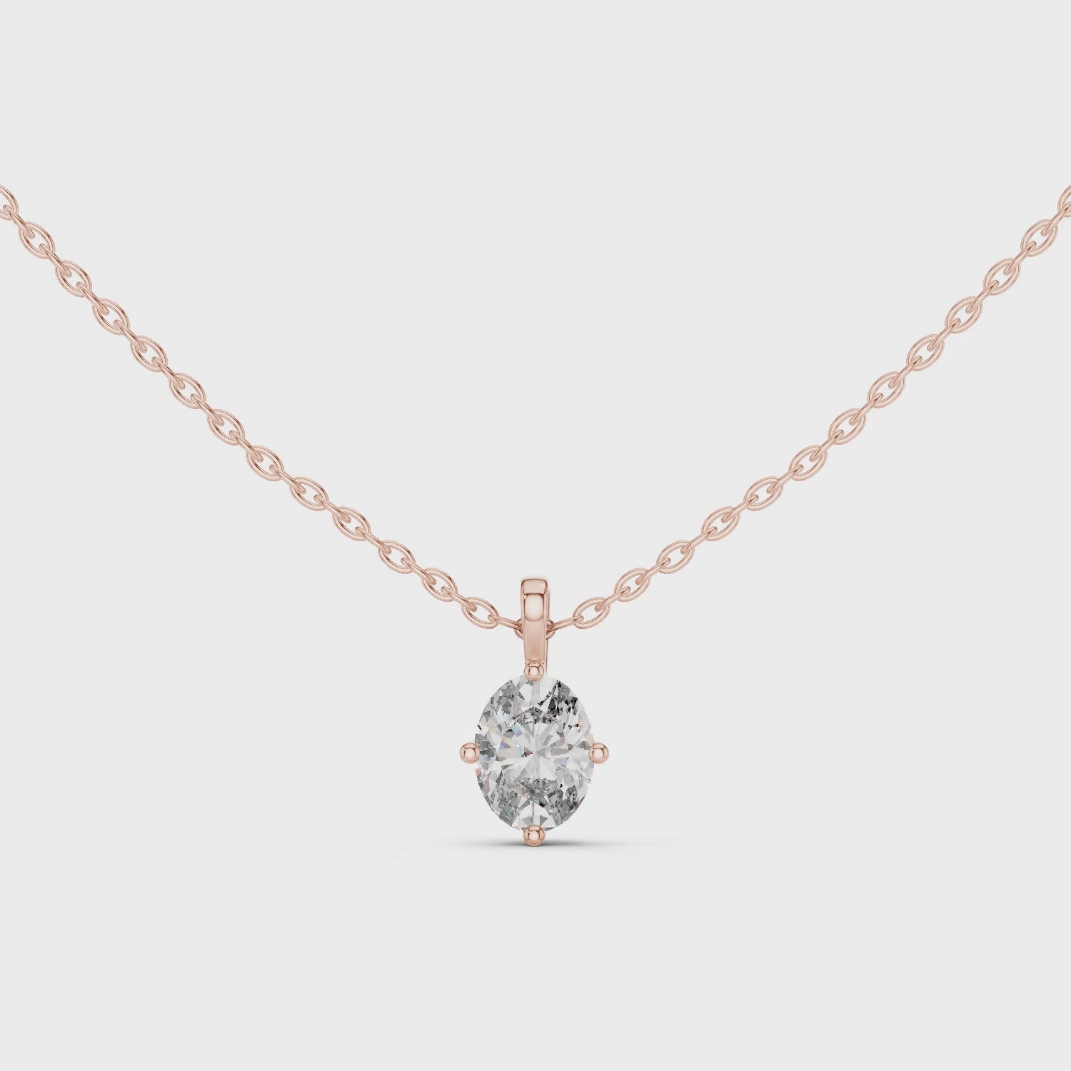 Oval Cut Solitaire Moissanite Pendant in White Gold