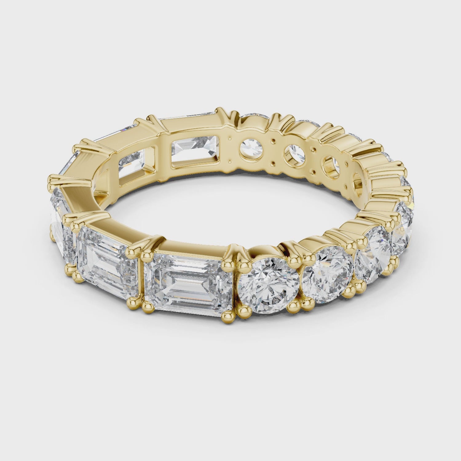 Emerald Cut & Round Brilliant Moissanite VVS1 Eternity Band