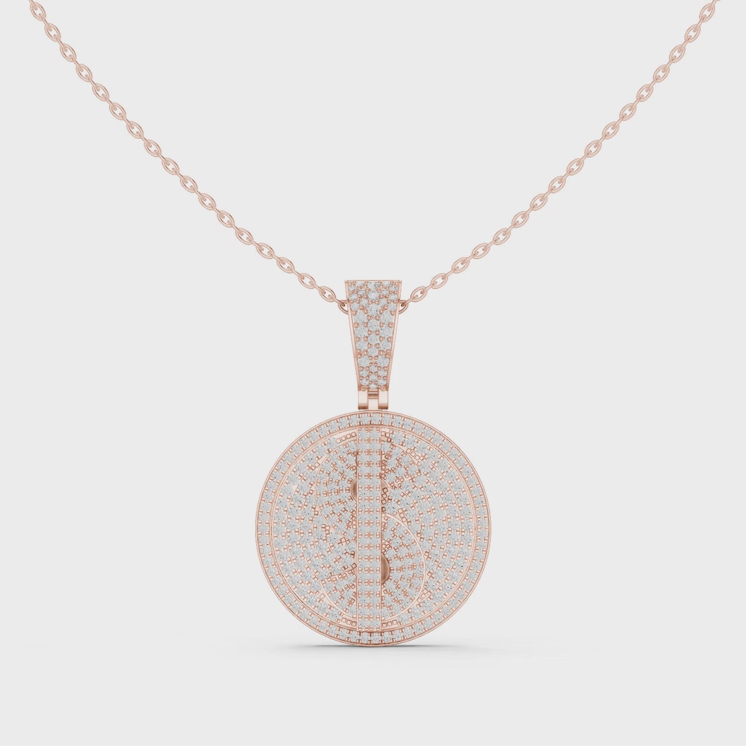 Round Luxe Pavé Moissanite Medallion Pendant in Yellow Gold