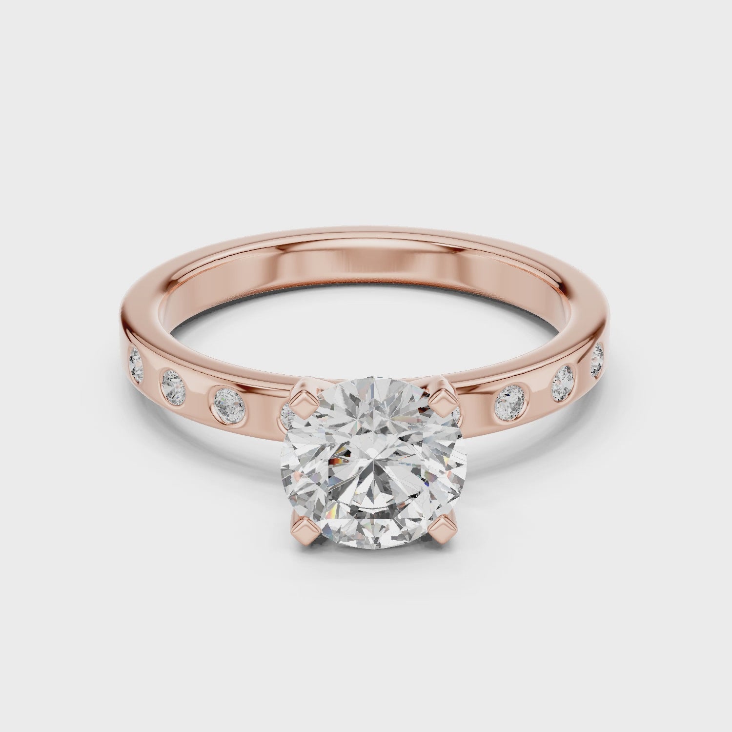 Round Cut Brilliant Moissanite VVS1 Eternity Engagement Ring