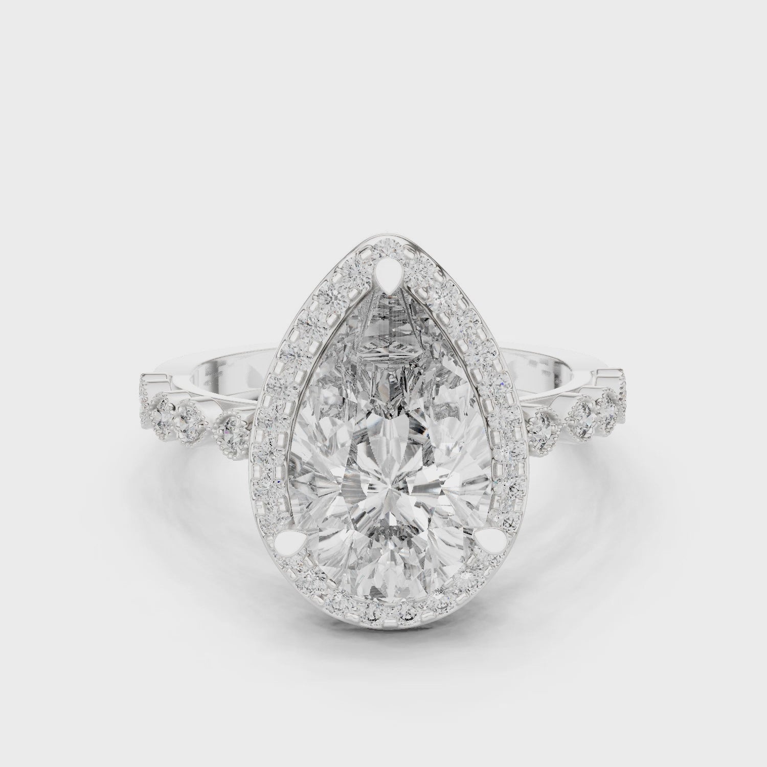Pear Cut Brilliant Moissanite VVS1 Eternity Engagement Ring