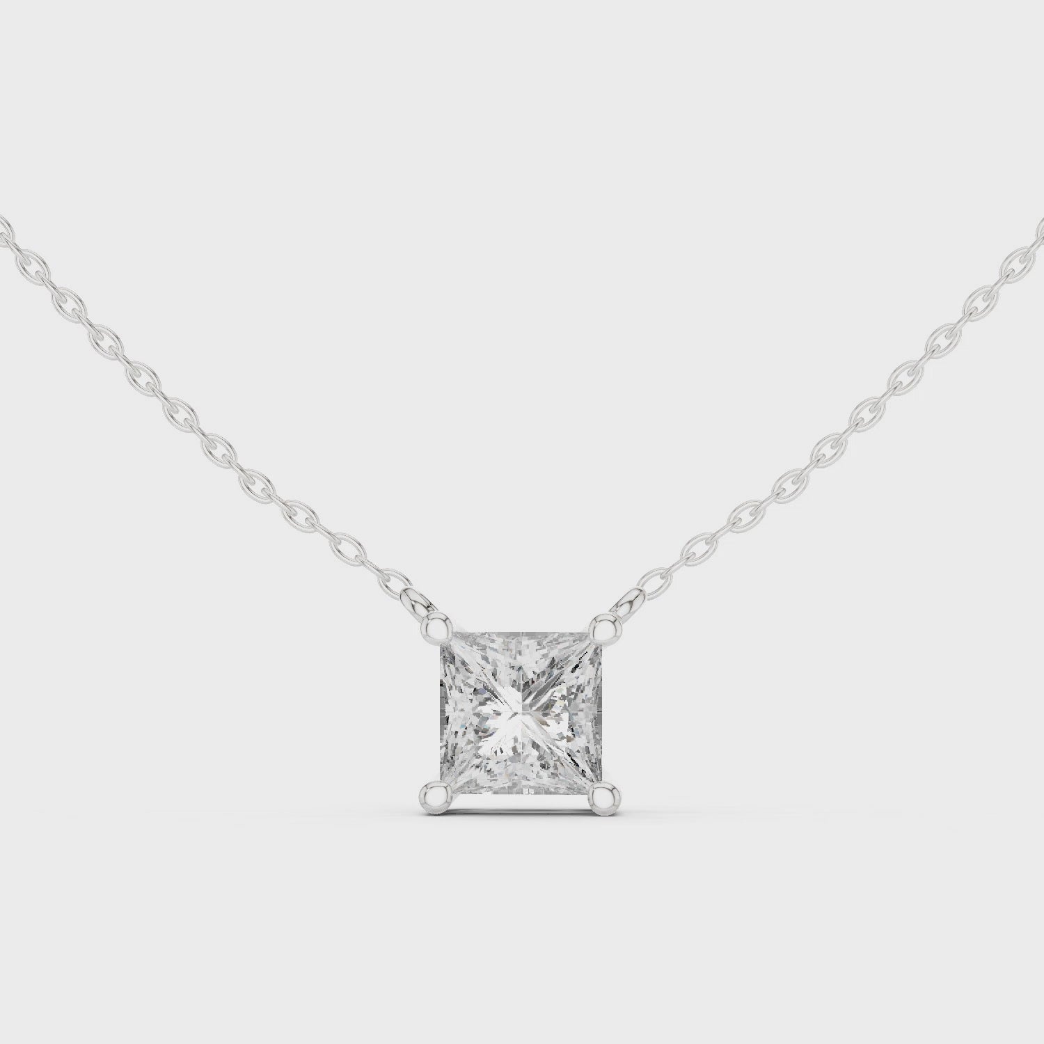 Princess Cut Solitaire Moissanite Pendant in White Gold