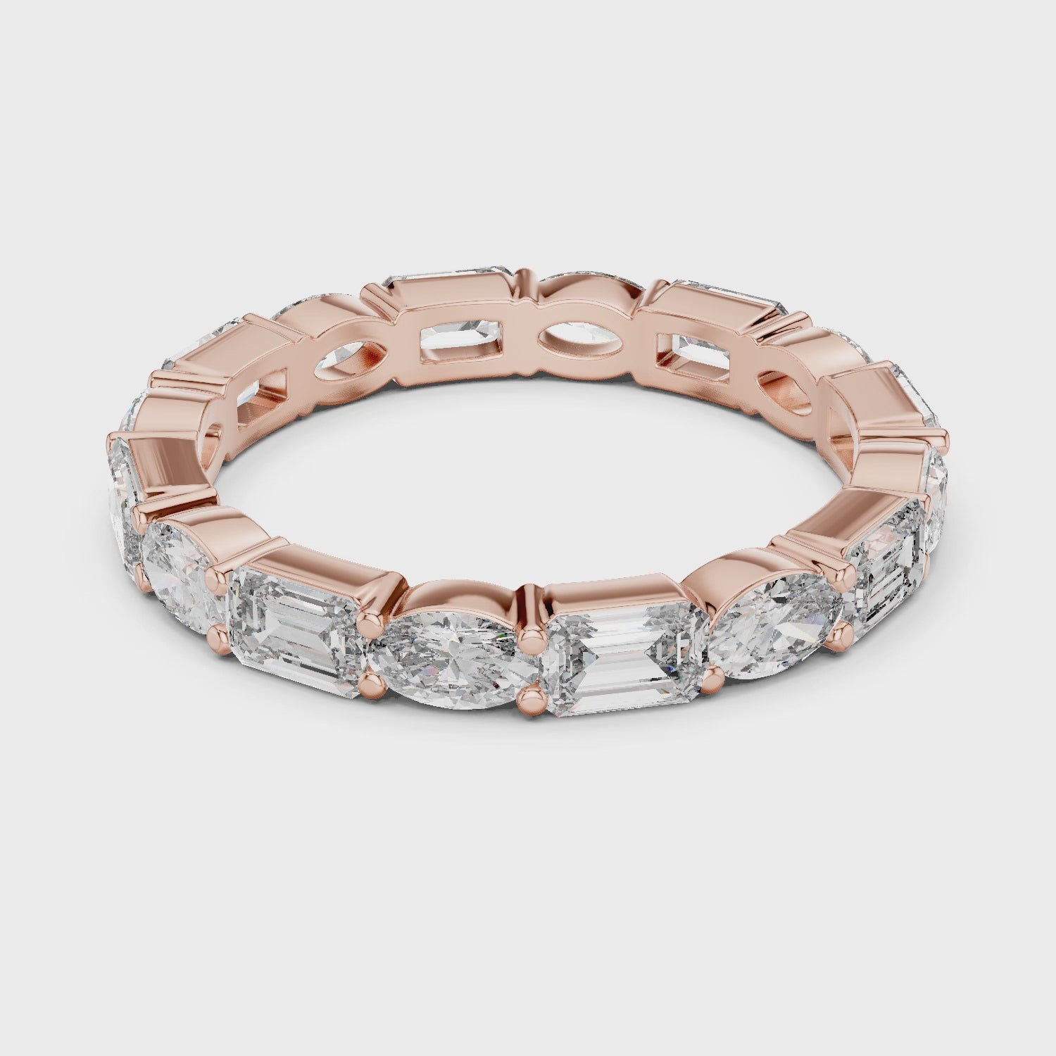 Oval & Emerald Moissanite VVS1 Eternity Wedding Band