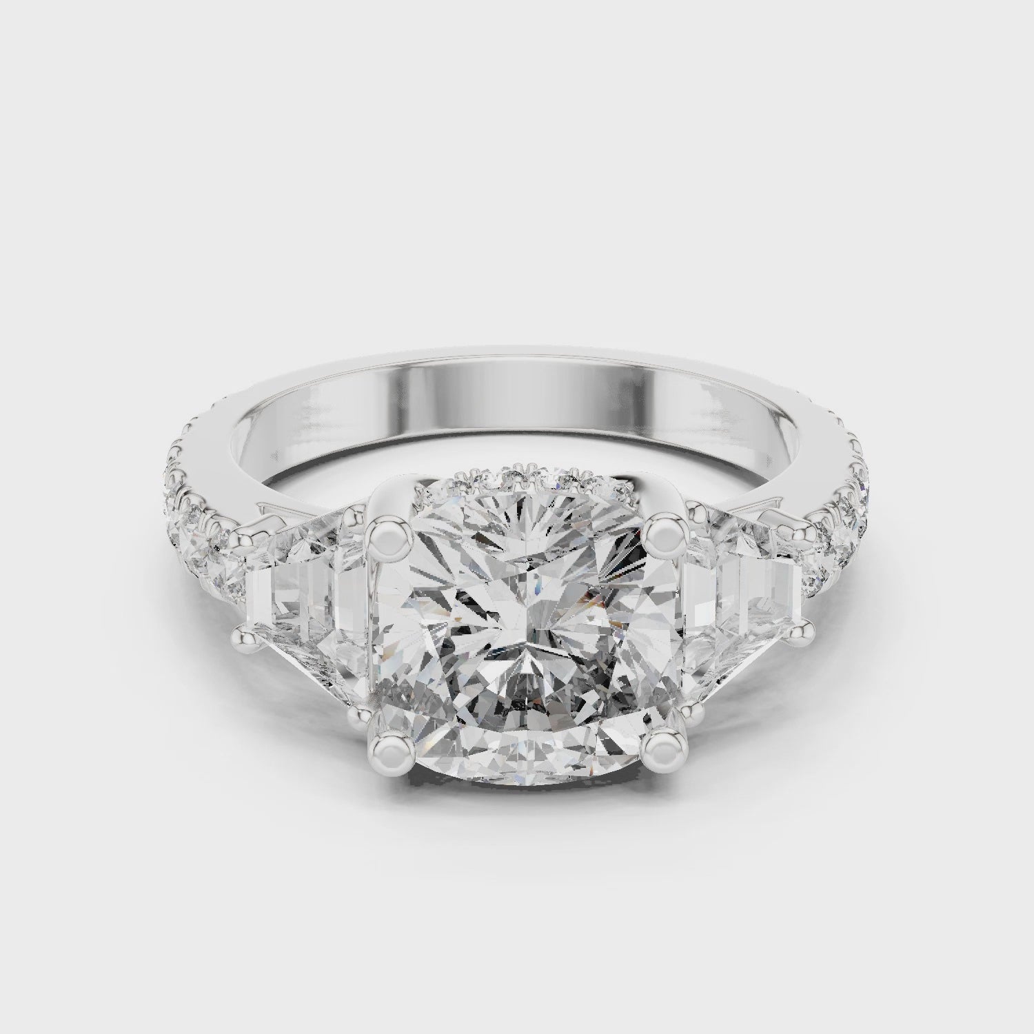 Cushion Cut Brilliant Moissanite VVS1 Eternity Engagement Ring