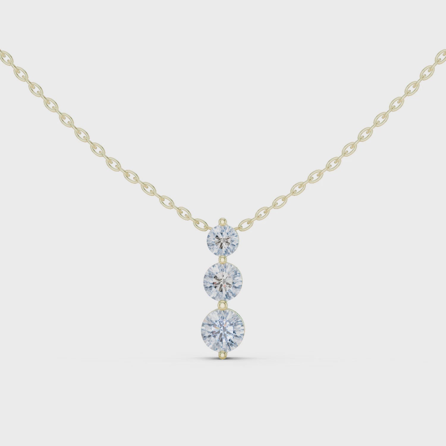 Round Triple Drop Moissanite Pendant in Rose Gold