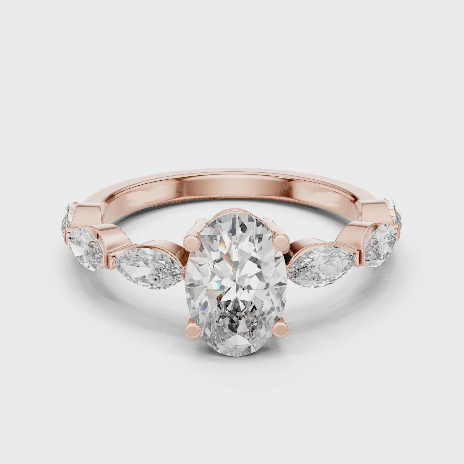 Oval & Marquise Cut Brilliant Moissanite VVS1 Eternity Engagement Ring