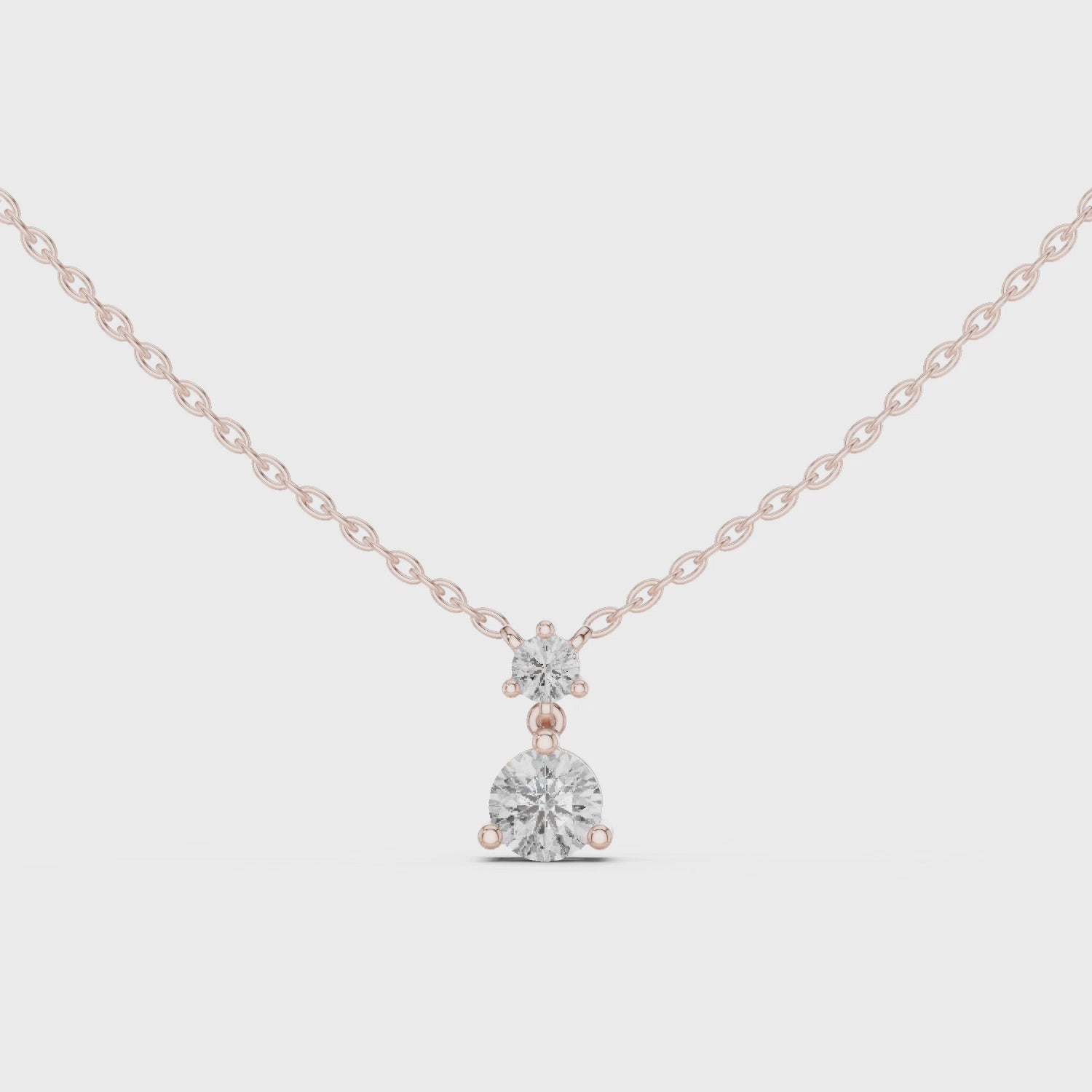 Round Two Stone Drop Moissanite Pendant in Yellow Gold