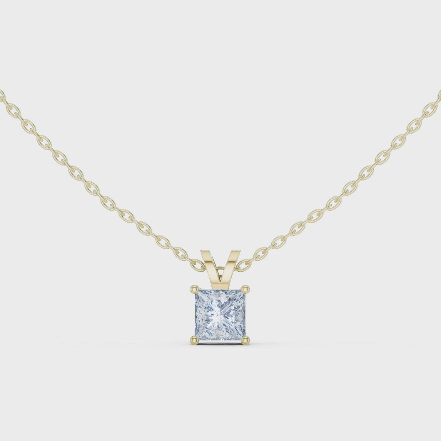 Princess Triple Drop Moissanite Pendant in Yellow Gold