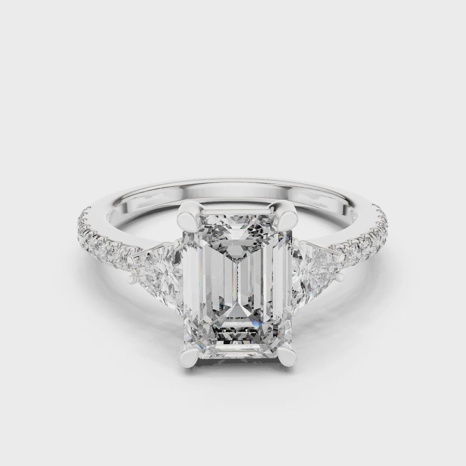 Emerald Cut Brilliant Moissanite VVS1 Eternity Engagement Ring