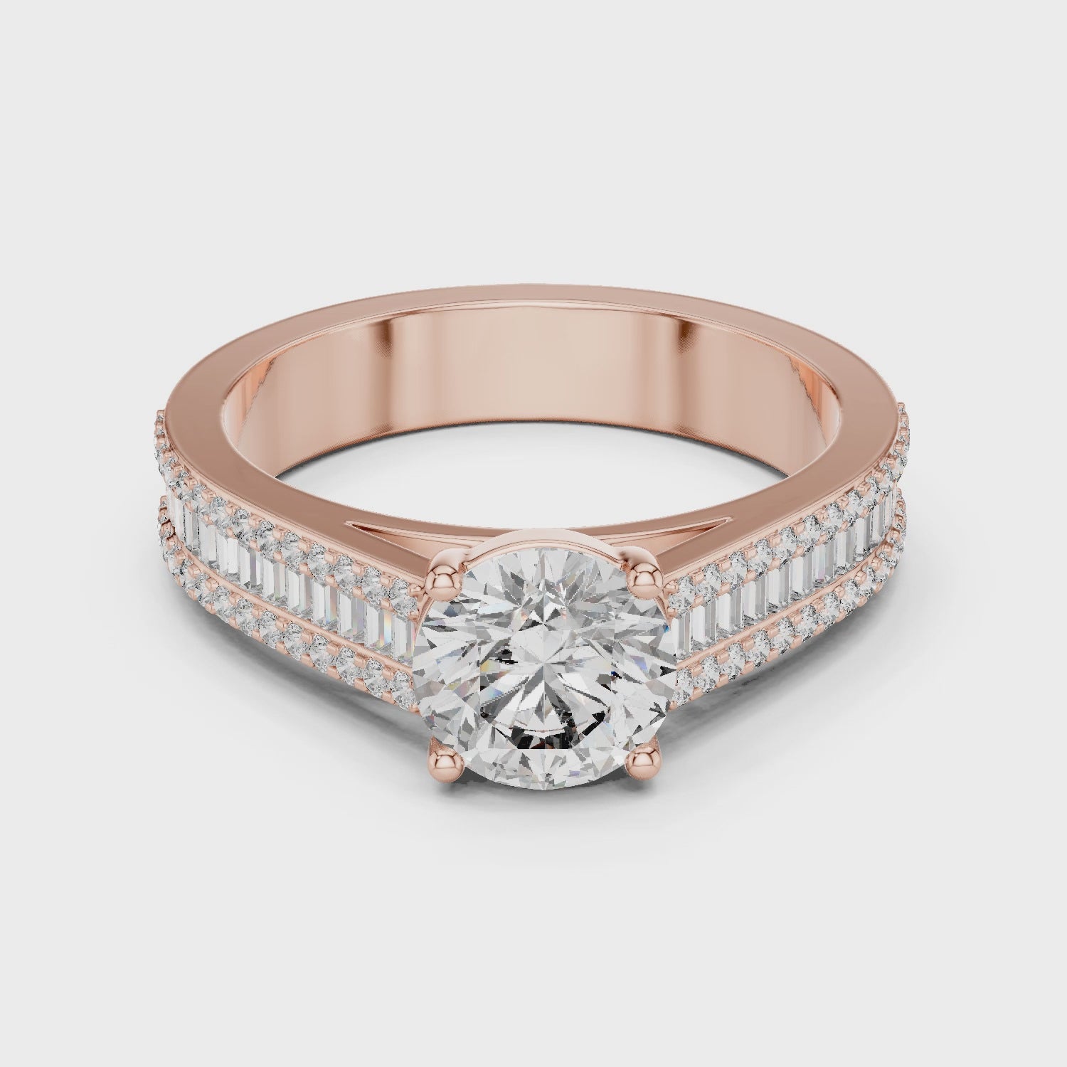 Round Cut Brilliant Moissanite VVS1 Eternity Engagement Ring